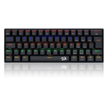 Imagem de Teclado Mecânico Gamer Redragon Lakshmi, Rainbow, Switch Red, ABNT2, 60%, Black
