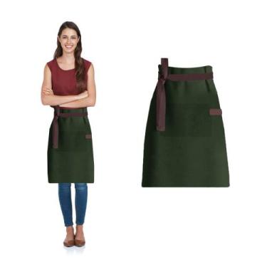 Imagem de Avental Cintura Verde Escuro Marrom Barista Cafe Unissex 10un - CASACH