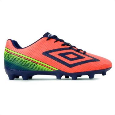 Imagem de Chuteira Campo Umbro Force Masculina, 41, Laranja, Marinho