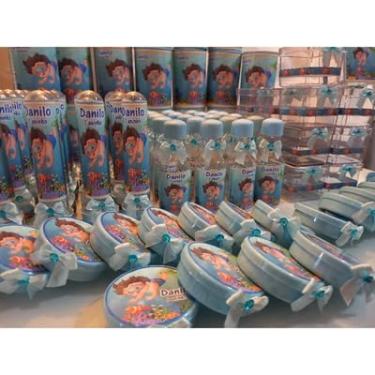 Imagem de Kit festa fundo do mar menino - 50 itens o kit contém 50 unidades: - 10 tubetes - 10 latinhas - 10 caixas acrílicas - 10 garrafinhs - 10 cofrinhos