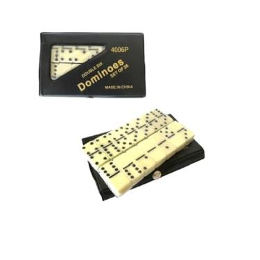 Imagem de Dominó Profissional Osso Estojo 28 Peças Double Six Jogo (Preto)