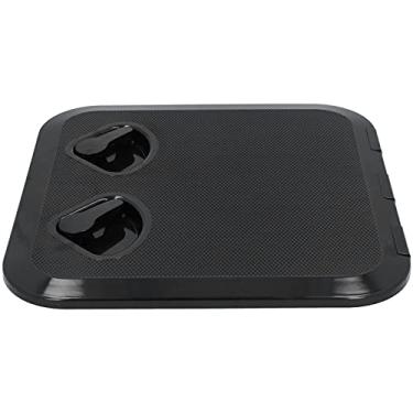 Imagem de Tampa de inspeção da escotilha de acesso à plataforma Grcfumo, tampa preta da escotilha de acesso à plataforma com 2 alças, escotilha de acesso à plataforma marinha robusta para