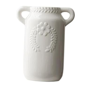 Imagem de Bothyi Presente de aniversário do Plantador de Vaso de Flores Flores Seco Arranjo Floral Branco para Quarto do Dia dos Namorados do quarto Cozinha de, Boca 7.8 Cm