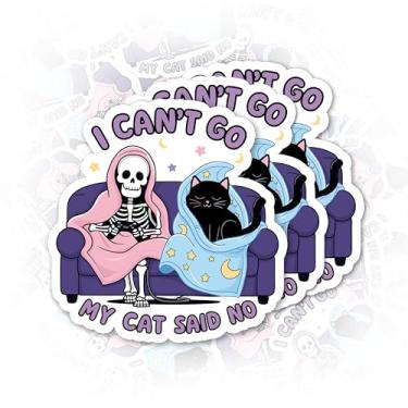 Imagem de Conjunto de 3 peças I Can't Go My Cat Said No Sticker Funny Skeleton Cat Animal Cute Humor Sticker Bookish Hard Hat Impermeável 5 cm Die Cut Vinyl para Garrafa de Água Laptop Telefone para Amigo