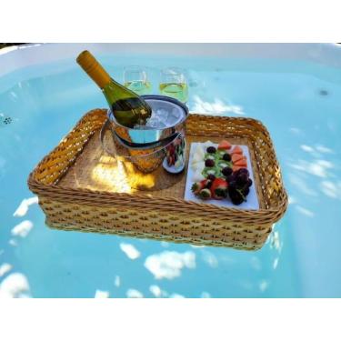 Imagem de Bandeja flutuante 50cm vime sintético bege - Bella donna decor