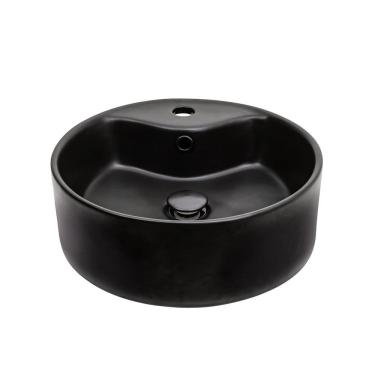 Imagem de Cuba de Apoio para Banheiro Redonda Louça Cerâmica Ametista Pingoo.casa - Preto