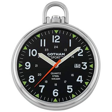 Imagem de Gotham Relógio masculino de bolso analógico de quartzo série esportiva de aço inoxidável # GWC14109SB, Prata