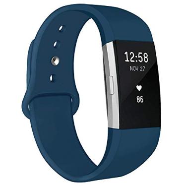 Imagem de Pulseiras NAHAI compatíveis com Fitbit Charge 2, pulseiras de silicone macio, pulseiras de substituição ajustáveis, pulseiras esportivas, acessórios para Fitbit Charge 2, femininas, masculinas, grandes e pequenas, Slate, L: 6.7''~8.1''