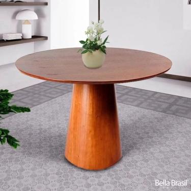 Imagem de Mesa De Jantar Cone Base Mel Tampo Redondo 90cm laminado **SOMENTE A MESA**