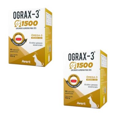 Imagem de Combo 2x Ograx 3 1500 Ômega-3 Para Cães 30 Cápsulas Suplemento Avert