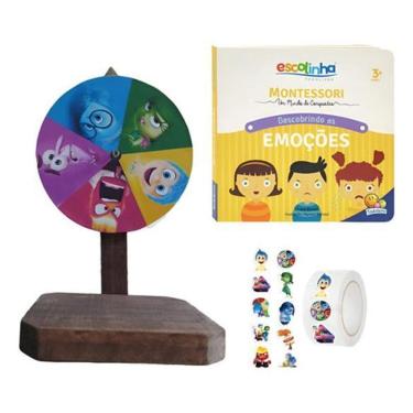 Imagem de Kit Emoções Roleta, Livro E Adesivos Para Aprender Brincando