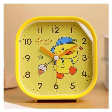 Imagem de Despertador quarto desenho animado despertador, sem tique-taque com luz noturna, despertador de 10 cm, relógio operado por bateria para cabeceira, sala de estar, relógio de mesa, relógio de cabeceira