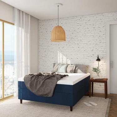 Imagem de Colchão Casal Mola Ensacada Les Martins Macio (25x138x188) Azul e Bran