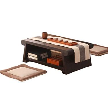 Imagem de SDVantage Mesa de centro Tatami estilo mesa de centro moderna retangular sofá mesa lateral/madeira maciça estilo varanda mesa baixa, marrom - 60 x 40 x 30 cm