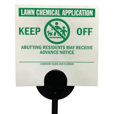 Imagem de SmartSign (Pacote com 20) Aplicação química de gramado Mantenha afastado os residentes podem receber aviso prévio placa de quintal com estaca, escrita, plástico HDPE, verde/branco, placa de 10 x 10 cm