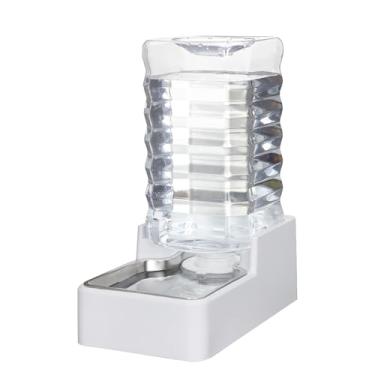 Imagem de MASOCAT Bebedouro Automático De Grande Capacidade Para Cães E Gatos, 9L, Com Tigela Aço Inoxidável, 100% Livre Bpa, Por Gravidade, Adequado Gatos Médio Porte (Branco, 9L)