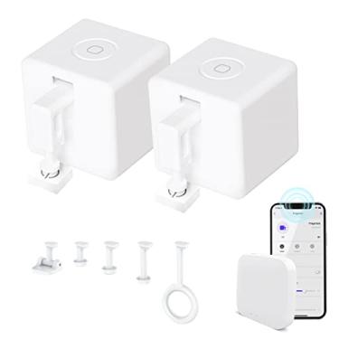 Imagem de MOES Smart Fingerbot 2 pacotes com hub Bluetooth Tuya e kit de acessórios, empurrador de botão de interruptor inteligente adiciona controle de toque de dedo, compatível com Alexa, Google Home, Timing
