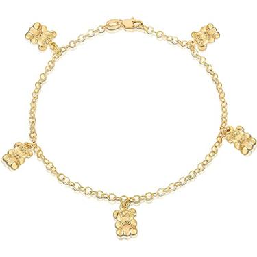 Imagem de Savlano Tornozeleira feminina banhada a ouro 14K com pingente de 25,4 cm, vem com uma caixa de presente, 10 inches, n/a