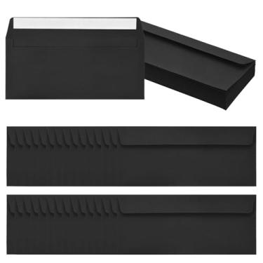 Imagem de PATIKIL Pacote com 100 envelopes de negócios pretos nº 10, envelopes coloridos autoselados tamanho carta para convites de escritório de correspondência, 10 x 23 cm