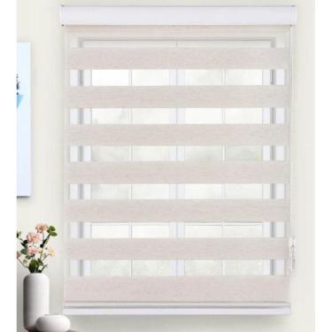 Imagem de Persiana Rolo Duplo Zebra Sunny Linho 140 (L) x 160 (A) Cortina Double Vision C/ Bandô 1,40 X 1,60