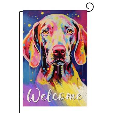 Imagem de TopPacific Weimaraner Welcome Garden Flag Dogs Paw Prints Spring Yard Flag Pet Lovers Gift 30,5 x 45,7 cm dupla face animais de estimação bem-vindo pessoas toleradas sinal de jarda de serapilheira