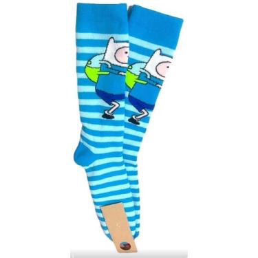 Imagem de Meias Divertidas Hora De Aventura 1 Par Personagen Finn Azulceleste 34