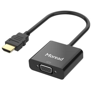 Imagem de HDMI para VGA com áudio, adaptador HDMI ativo para VGA (macho para fêmea) com cabo de alimentação micro USB e cabo de porta de áudio de 3,5 mm para PS4, MacBook Pro, Mac Mini, Apple TV e mais - Preto, Preto, 1 Pack