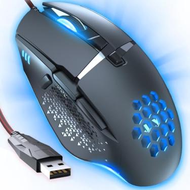 Imagem de Mouse com fio RGB C303 para esportes, mouse para jogos com fio de 12800 DPI com 8 botões programáveis e 6 modos retroiluminados, mouse ergonômico para jogos, cabo USB de 1,6 m, mouse gamer para PC