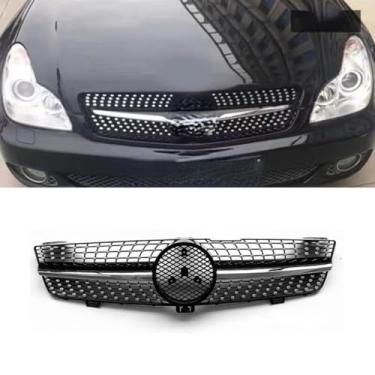 Imagem de Grade de para-choque de carro tiras decorativas grade de corrida modificação grade de para-choque dianteiro para CLS Class W219 2009-2011 (preto)
