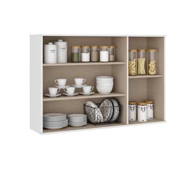 Imagem de Armário Aéreo Milla Com Portas De Vidro E Branco Mdf 120cm Carraro