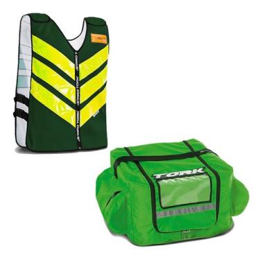 Imagem de Kit Motoboy Mochila Térmica 12 Marmitas + Colete Refletivo - PRO TORK,