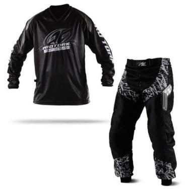 Imagem de Kit Motocross Trilha Calça E Camisa Pro Tork Insane In Black, G - 48