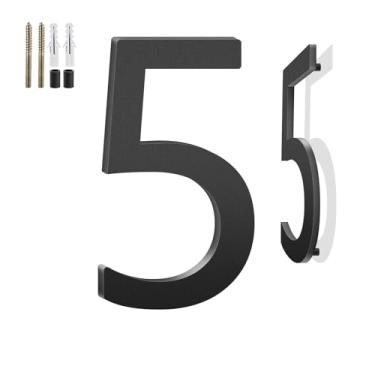 Imagem de Números de casa flutuantes de 10 cm e letras de metal para placas externas, números de casa para fora, letras de endereço de alumínio e números para porta, caixa de correio, jardim, perfeito para casa