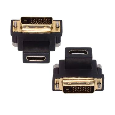 Imagem de xiwai Pacote com 2 adaptadores DVI macho para HDMI fêmea 4K extensor conversor de 90 graus para monitor computador HDTV placa gráfica