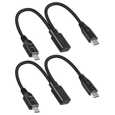 Imagem de RIIEYOCA Cabo de carregamento curto USB tipo C fêmea para micro USB macho e tipo C macho, suporta apenas carregamento, 1 a 2 cabos de carregamento USB C divisor (1 pés/2 pacotes de carregamento apenas