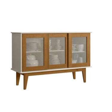 Imagem de Aparador Buffet MDF/MDP Pés Madeira Pinus Resistente 3 Portas De Corre