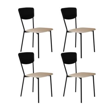 Imagem de Cadeira Vintage Retrô Fixa C-4 Pés 425 X 505 X 830 Mm C-4 Un. Cy.areia Lgt-cn.pto Areia Lgt-courino Preto