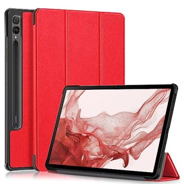 Imagem de Yiernuo Capa para tablet Samsung Galaxy Tab S9 FE+ Plus, Galaxy Tab S9 + Plus 12.4 2023 SM-X610/X616 X810/X816B/X818U, capa fina e leve de três dobras para PC com função despertar/hibernar automática,