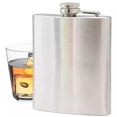 Imagem de Cantil De Bolso 270ml Aço Inox Porta Bebidas Whisky Portátil Top