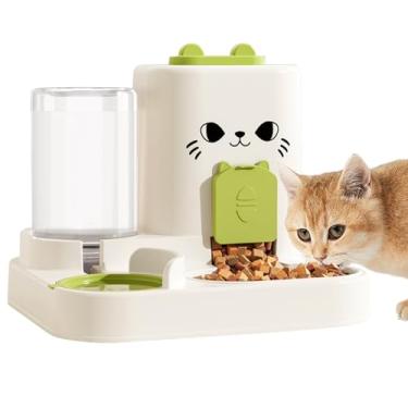 Imagem de Alimentador automático de animais de estimação de 1,6 L e dispensador de água de 0,6 L, dispensador automático de comida e água para gatos, alimentador de animais de estimação por gravidade para cães