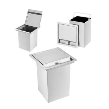 Imagem de Lixeira Quadrada Cozinha Embutir 5l Inox 304 Não Enferruja - AS