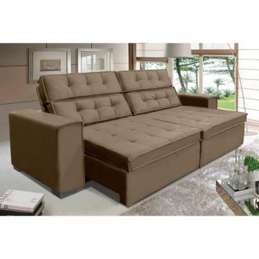 Imagem de Sofá Retrátil e Reclinável 2,90m Suede Vancouver Marrom Castor - Sofá 