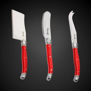 Imagem de Jogo De Facas Laguiole Para Corta Queijo 3 Artigos Com Bandeja De Made