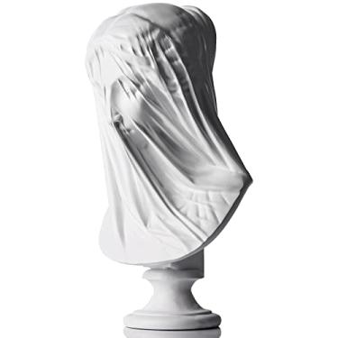 Imagem de Estátua de deusa grega com busto de 33 cm, grande busto romano clássico mitologia grega, escultura de busto de senhora velado para decoração de casa, usado para esboçar estátuas e esculturas