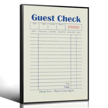 Imagem de Wodkodnxy Arte de parede em tela de verificação de convidado, pôster de folha de recibo em branco azul, imagem engraçada minimamente criável em forma de cheque para cozinha, decoração de parede old