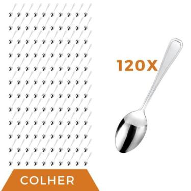 Imagem de Jogo Restaurante 120 Pçs Colher Inox Reforçada Casa / Bar - Em casa te