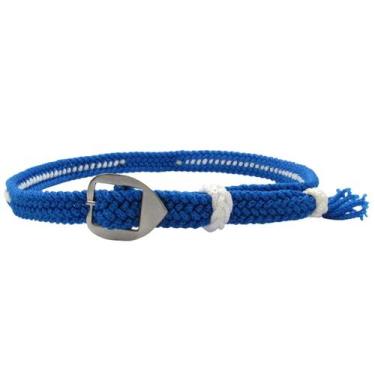 Imagem de Bandinha De Chapéu Cordinha Azul e Branco Trançada Inox Regulável - Co
