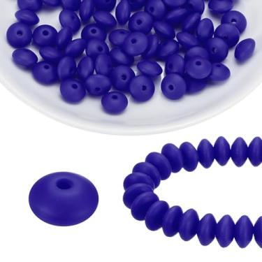 Imagem de HARFINGTON 100 contas de silicone de 12 mm contas focais de borracha de lentilha a granel para canetas, chaveiro, pulseira, colar, artesanato, faça você mesmo, azul marinho