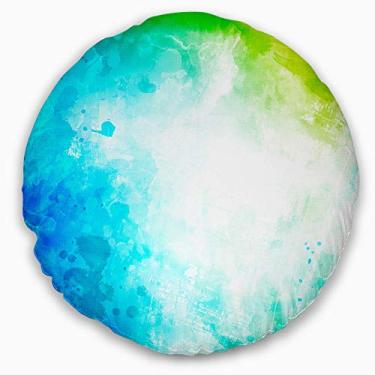 Imagem de Designart Aquarela Art' Abstrata Manta Redonda Sala de Estar, Sofá, Enchimento de Almofada + Capa de Almofada Impressa em ambos os lados 40,64 cm