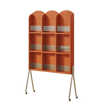 Imagem de Porta-revistas de madeira maciça retrô suporte de revistas para varanda suporte de exibição de leitura de jornal simples francês estante de livros suporte de brochura (cereja)